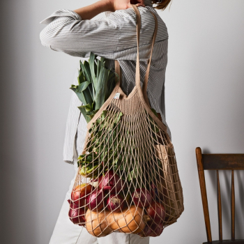 Net shopping bag with large handle
